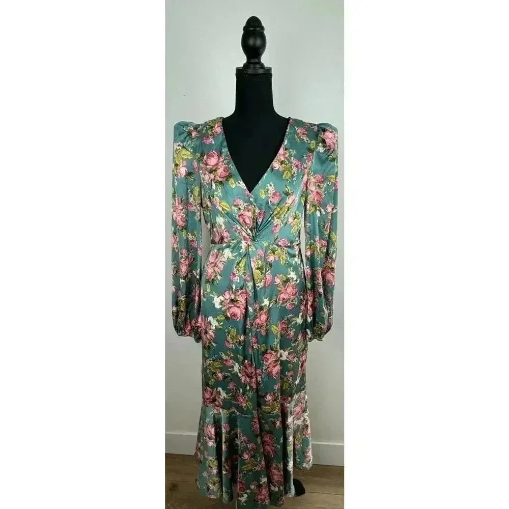 ASTR LONG SLEEVE FLORAL MAXI DRESS SIZE MEDIUM BOHO, HOLIDAY WEDDING GUEST - Picture 2 of 16